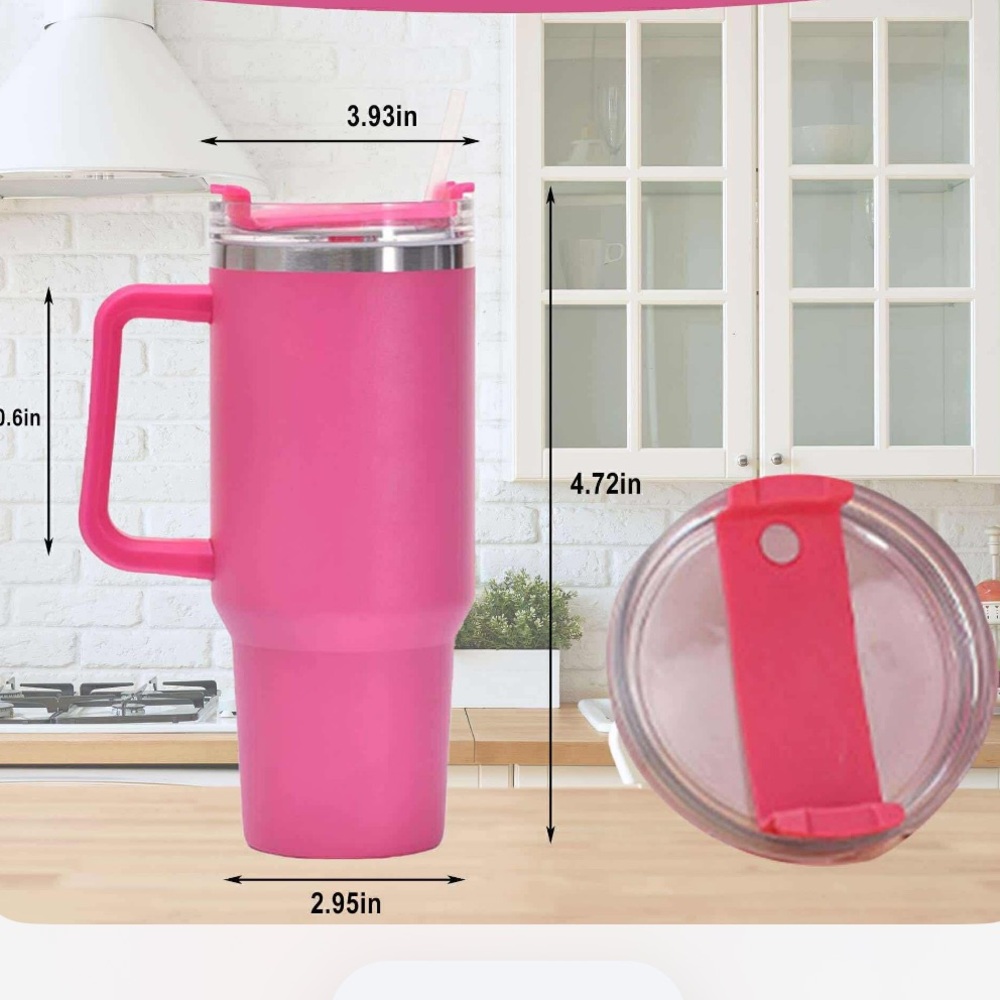 40oz reusable insulated stainless steel tumbler with lid, straw and handle